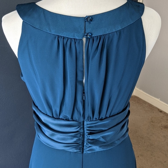 Connected Apparel teal chiffon dress - Picture 4 of 8